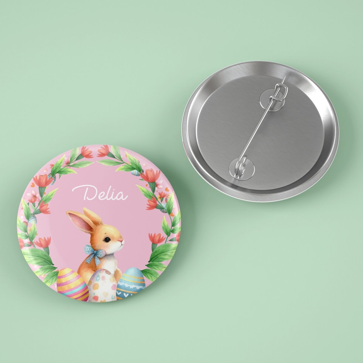 Personalised Easter badge with name - Bunny