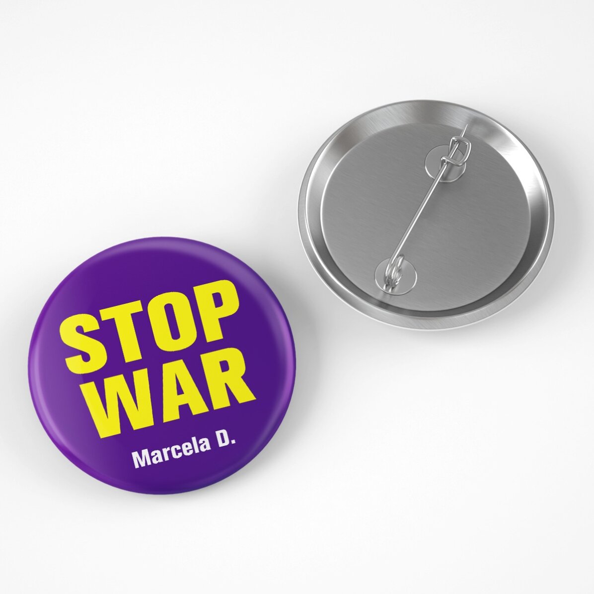 Personalised badge with name - STOP WAR