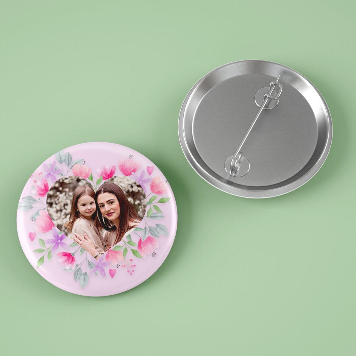 Insignia personalizada con una foto - Flores rosas