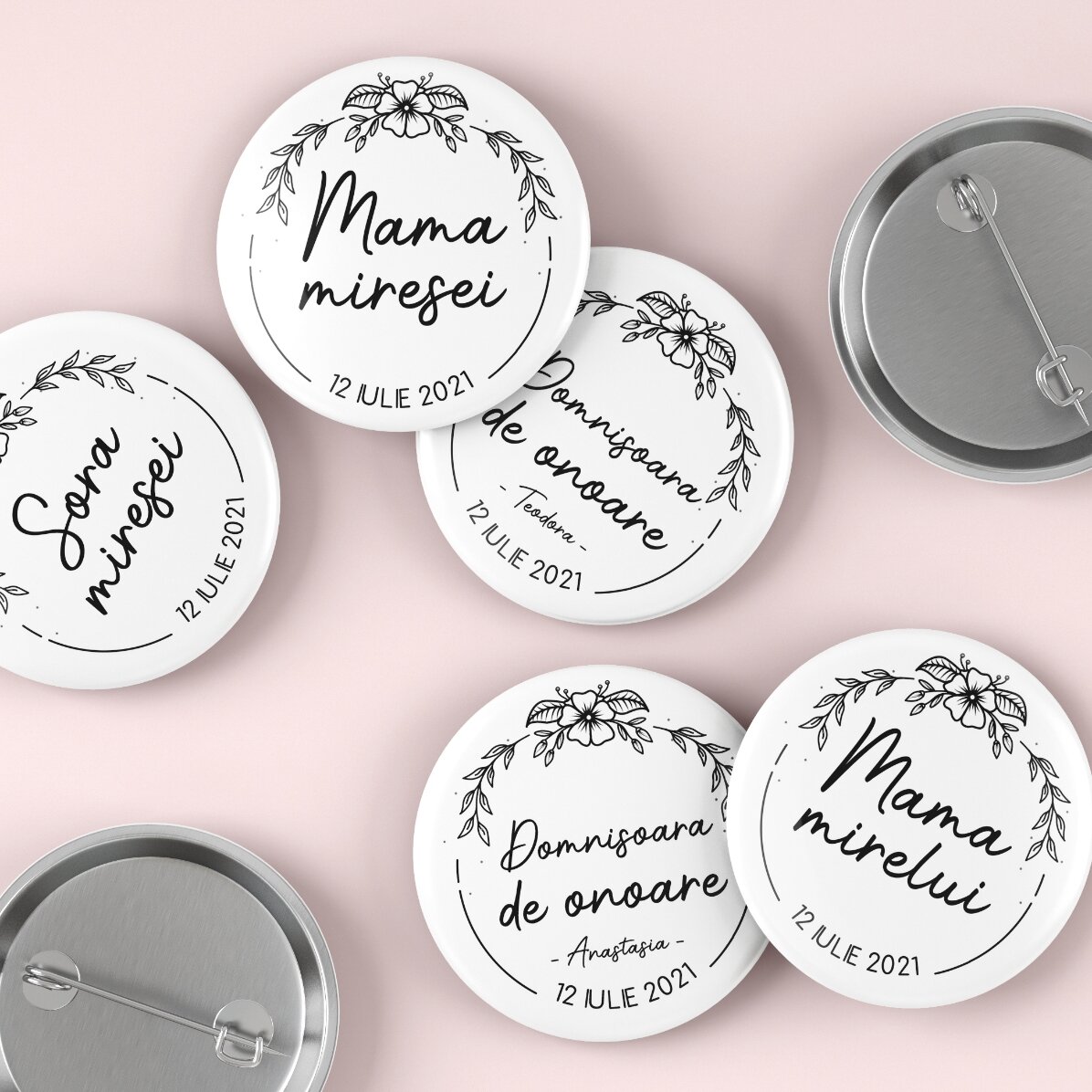 Insignia personalizada con texto - El equipo de la novia