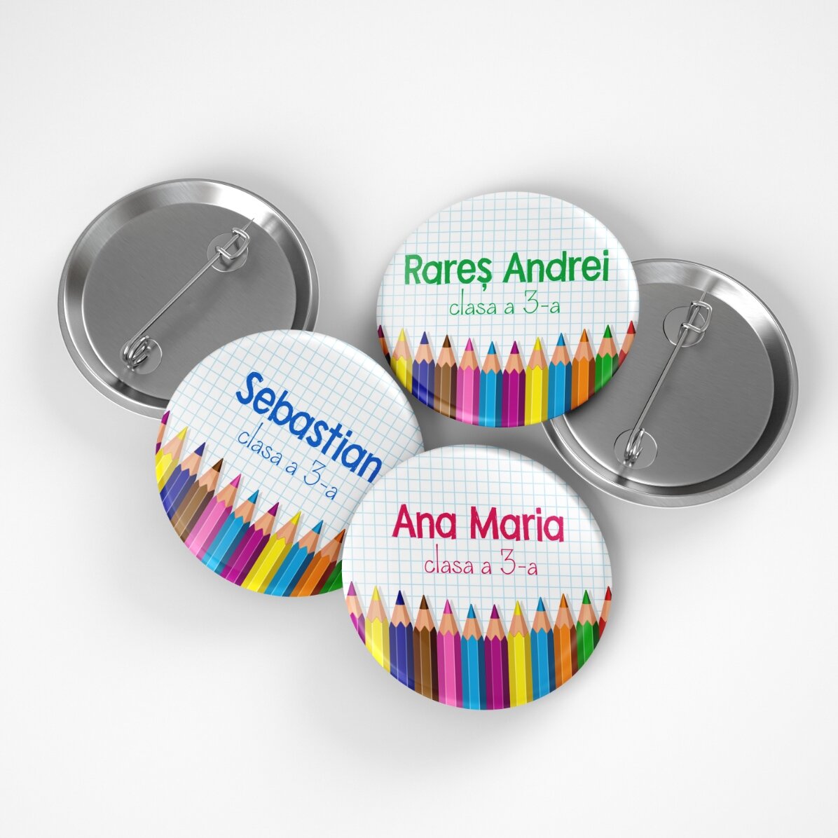 Insignia personalizada con texto - Lápices de colores