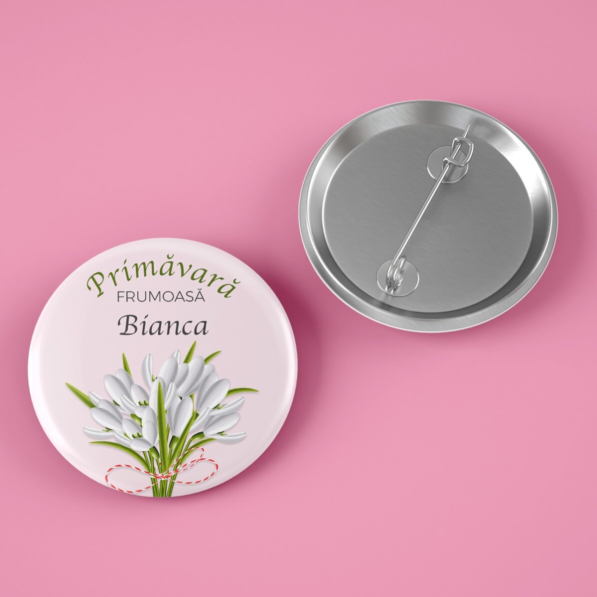 Insignia personalizada con texto - Nieve