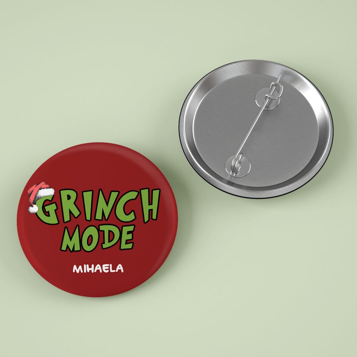 Personalised badge with text - Grinch Mode