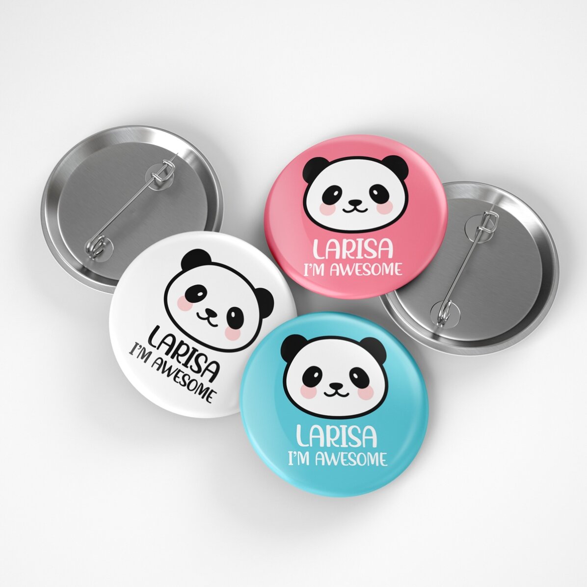 Personalised badge with text - Panda