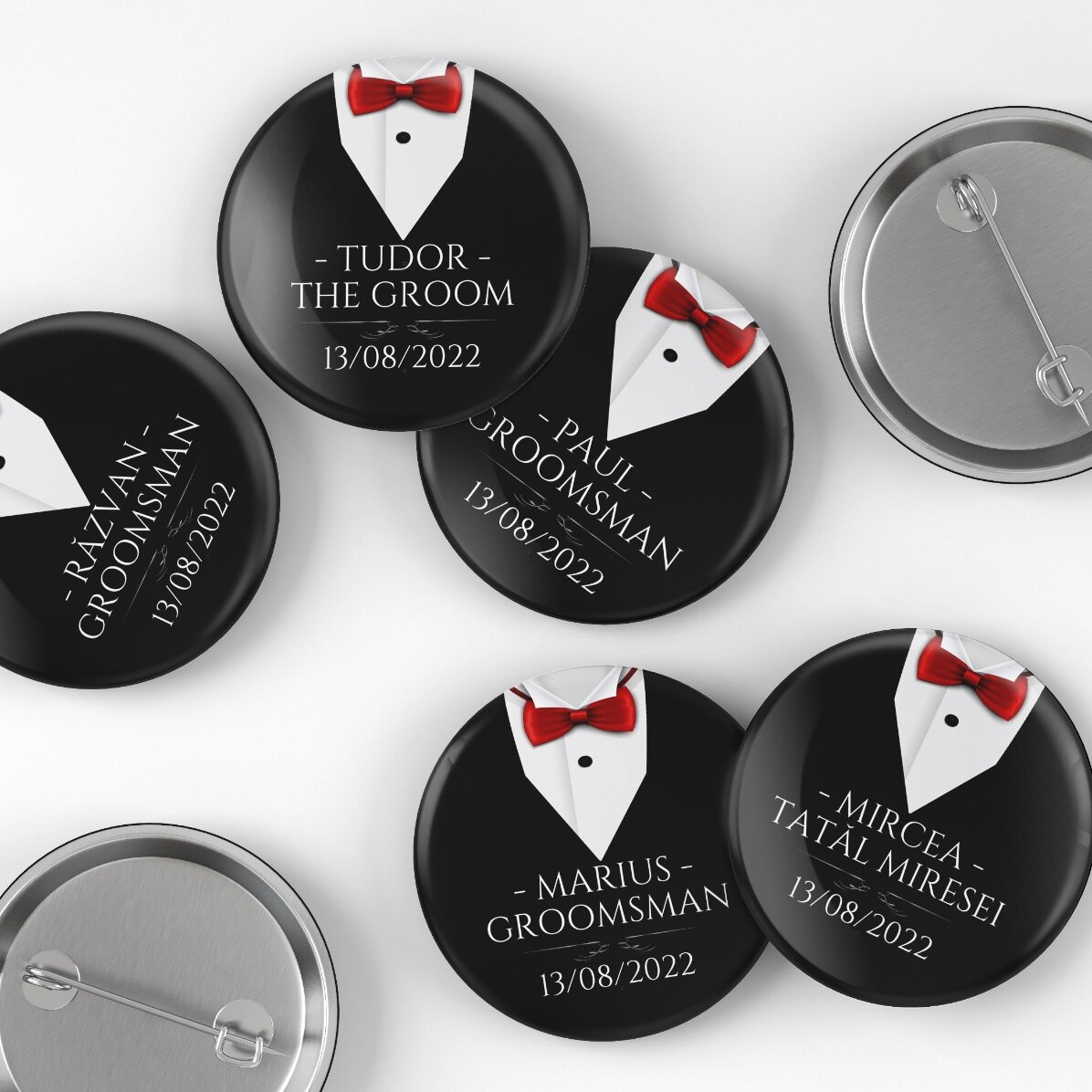 Insignia personalizada con texto para los padrinos de boda