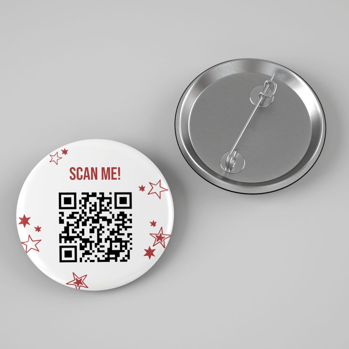 Personalised badge with text and QR code
