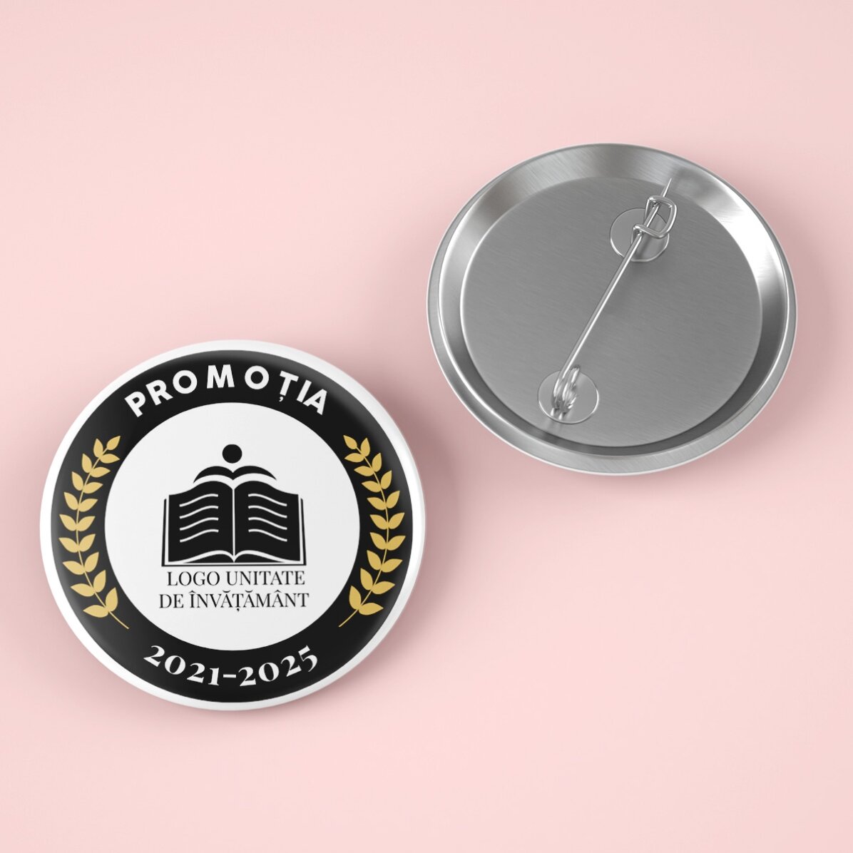 Insignia personalizada con texto y logotipo para la graduación