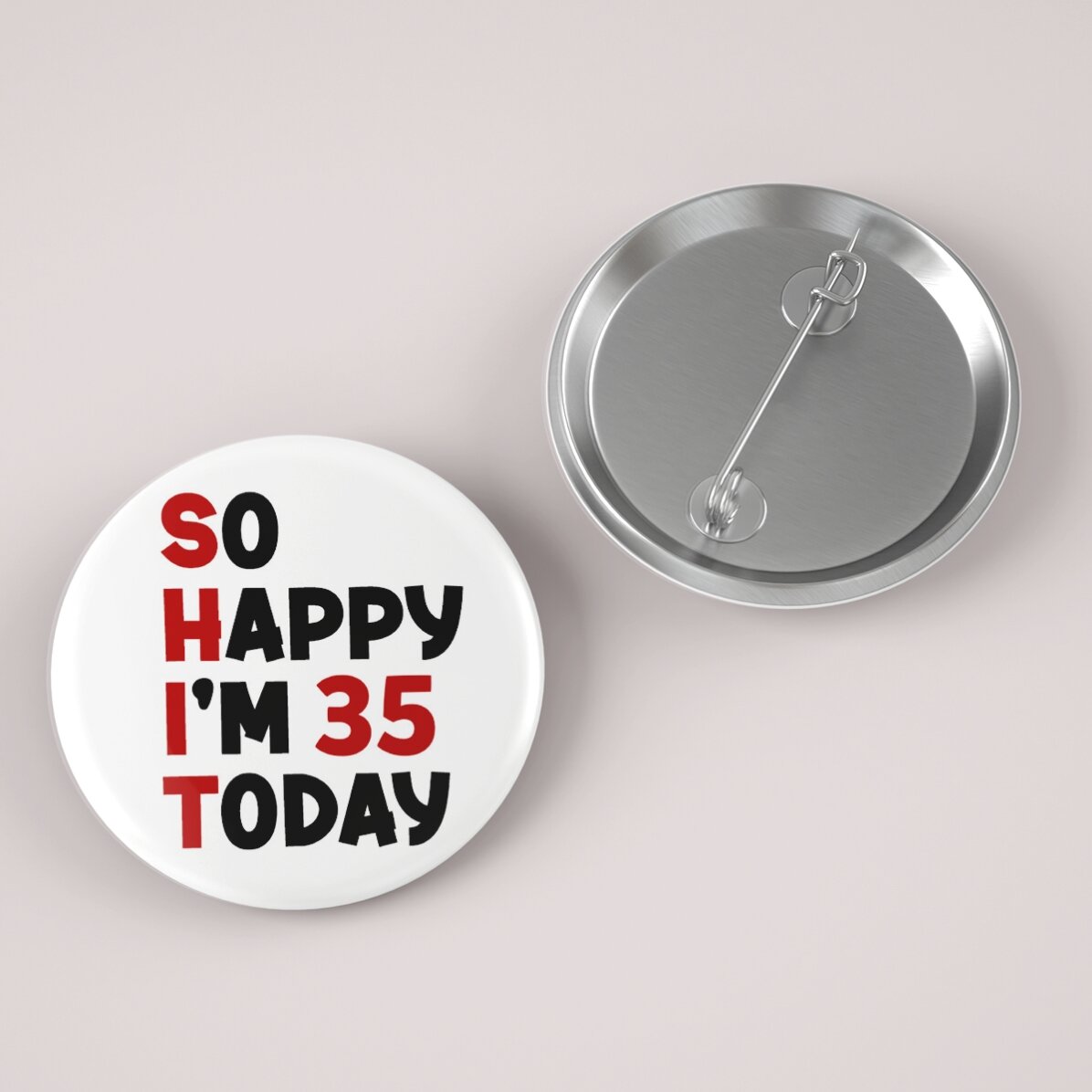 Personalised badge with text - So happy