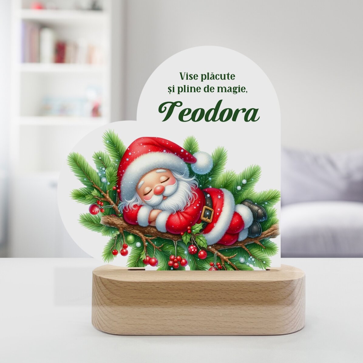 Lámpara LED de noche con forma de corazón personalizada con mensaje para niños - Papá Noel