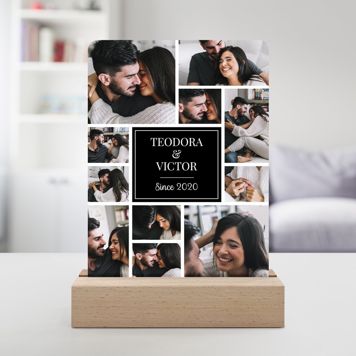 Lámpara LED de noche personalizada con 11 fotos y un mensaje