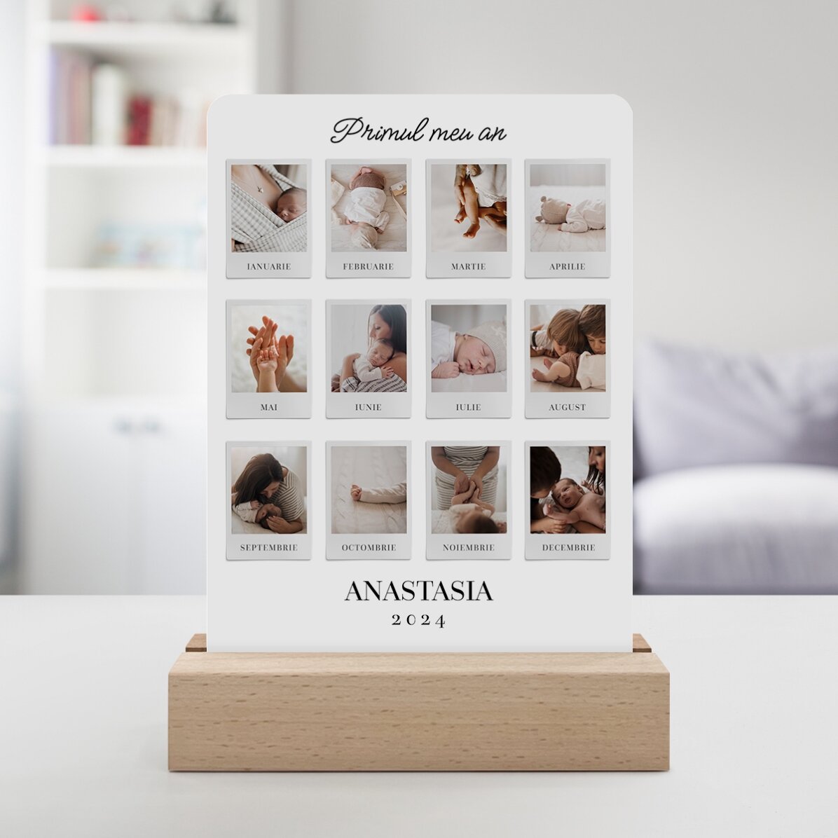 Lámpara LED de noche personalizada con 12 fotos - My First Year