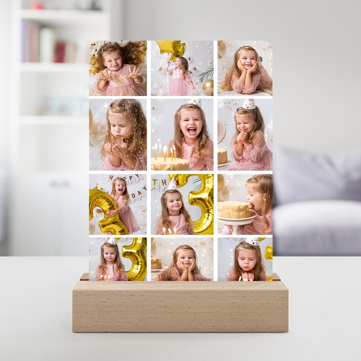Lámpara LED de noche personalizada con 12 fotos