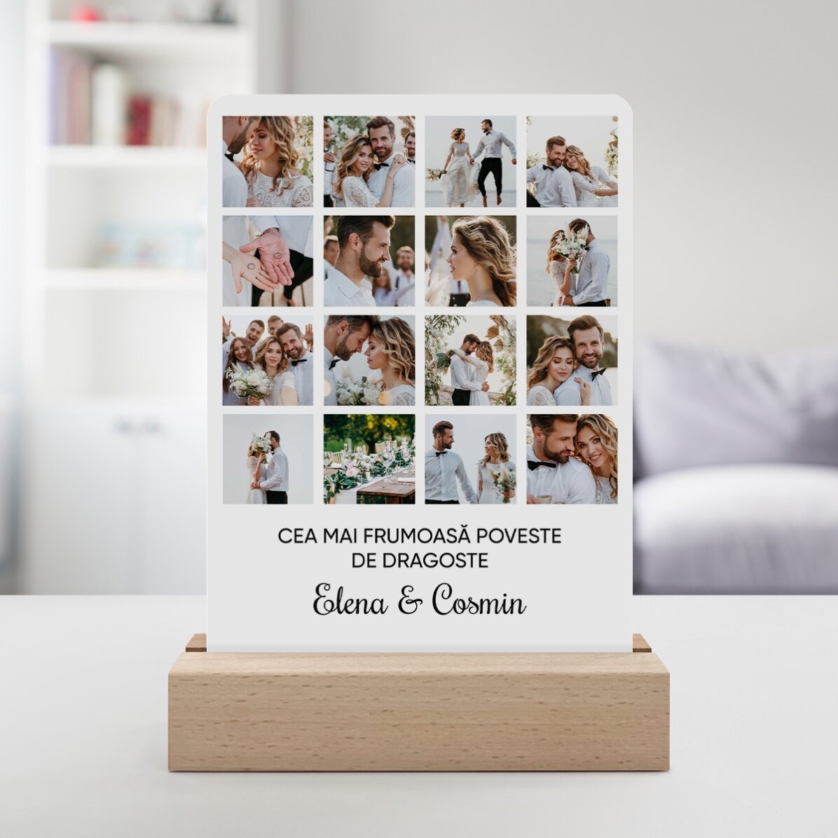 Lámpara LED de noche personalizada con 16 fotos y un mensaje