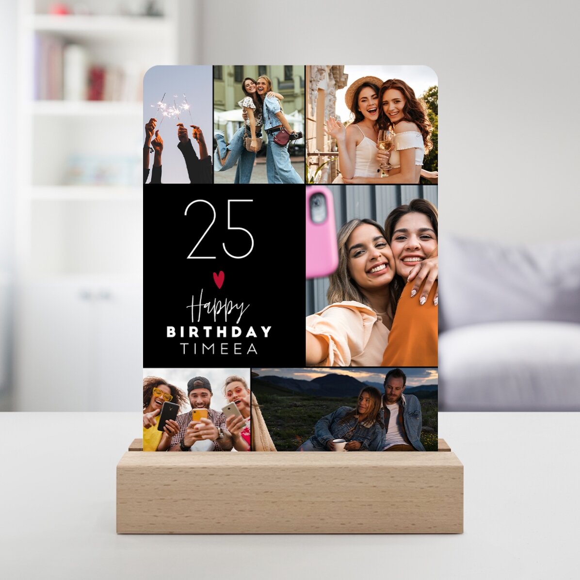 Lámpara LED de noche personalizada con 6 fotos y un mensaje