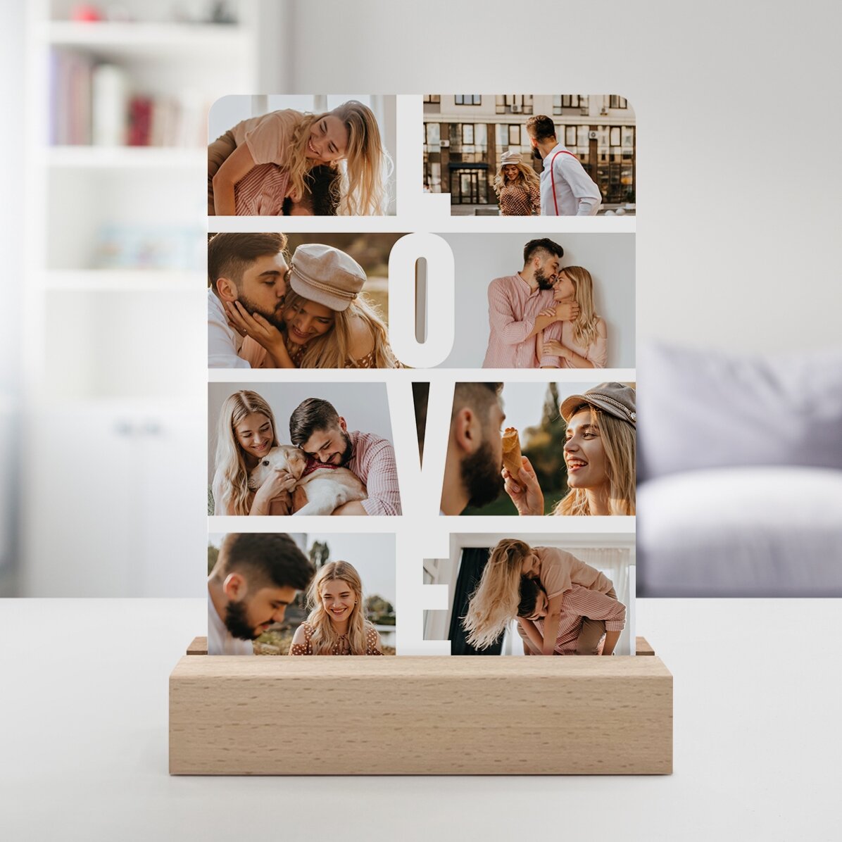 Lámpara LED de noche personalizada con 8 fotos