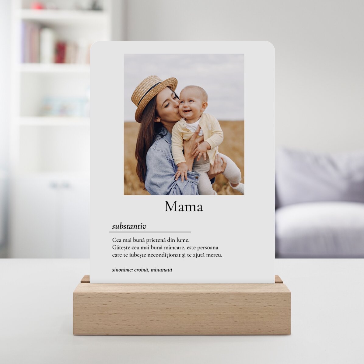 Lámpara LED de noche personalizada con una foto y un mensaje