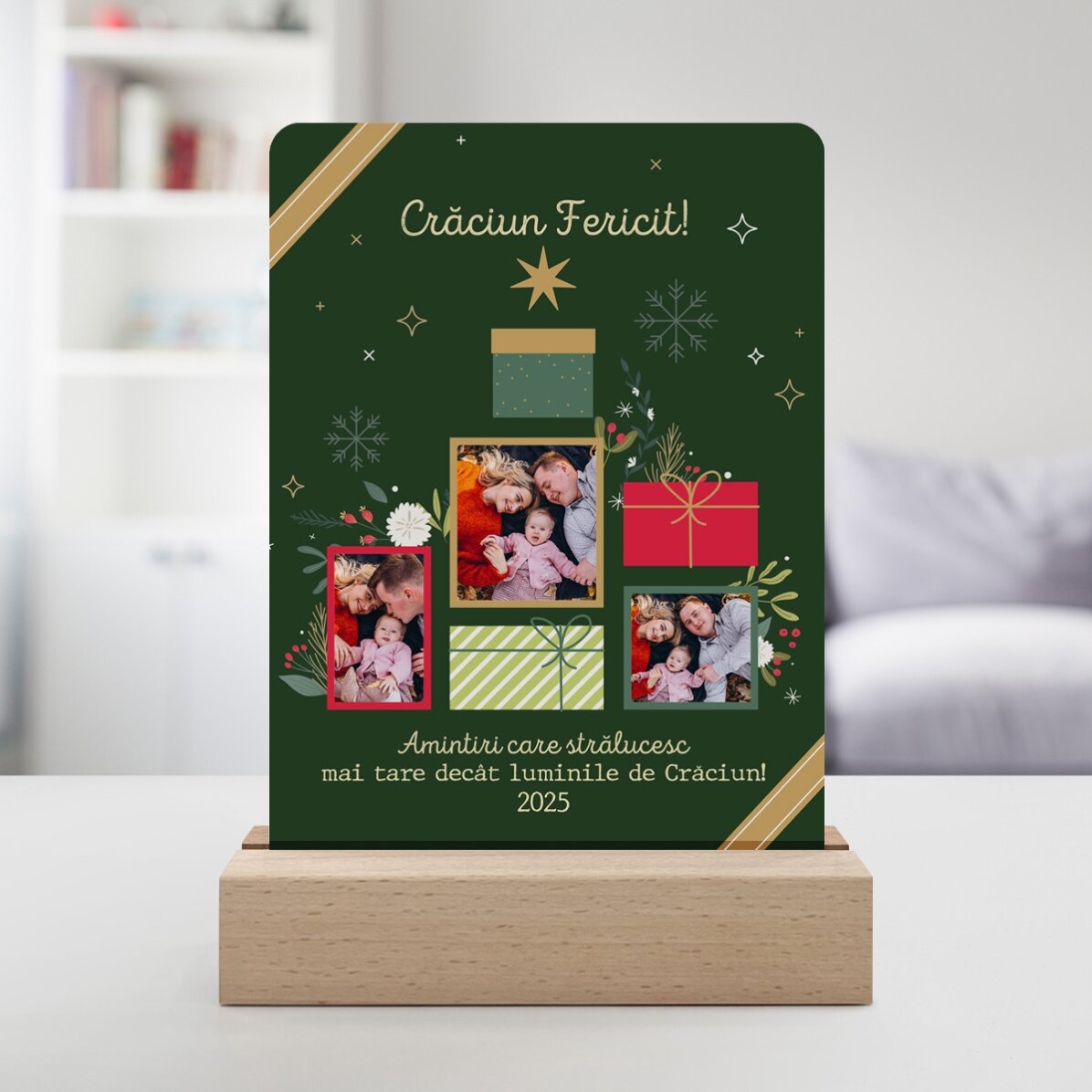 Lámpara LED de noche personalizada con fotos y mensaje - Recuerdos de Navidad