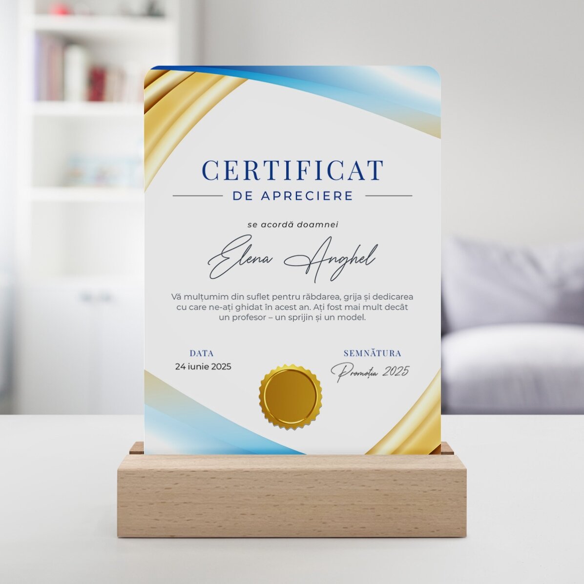 Lámpara LED de noche personalizada con mensaje - Certificado de agradecimiento