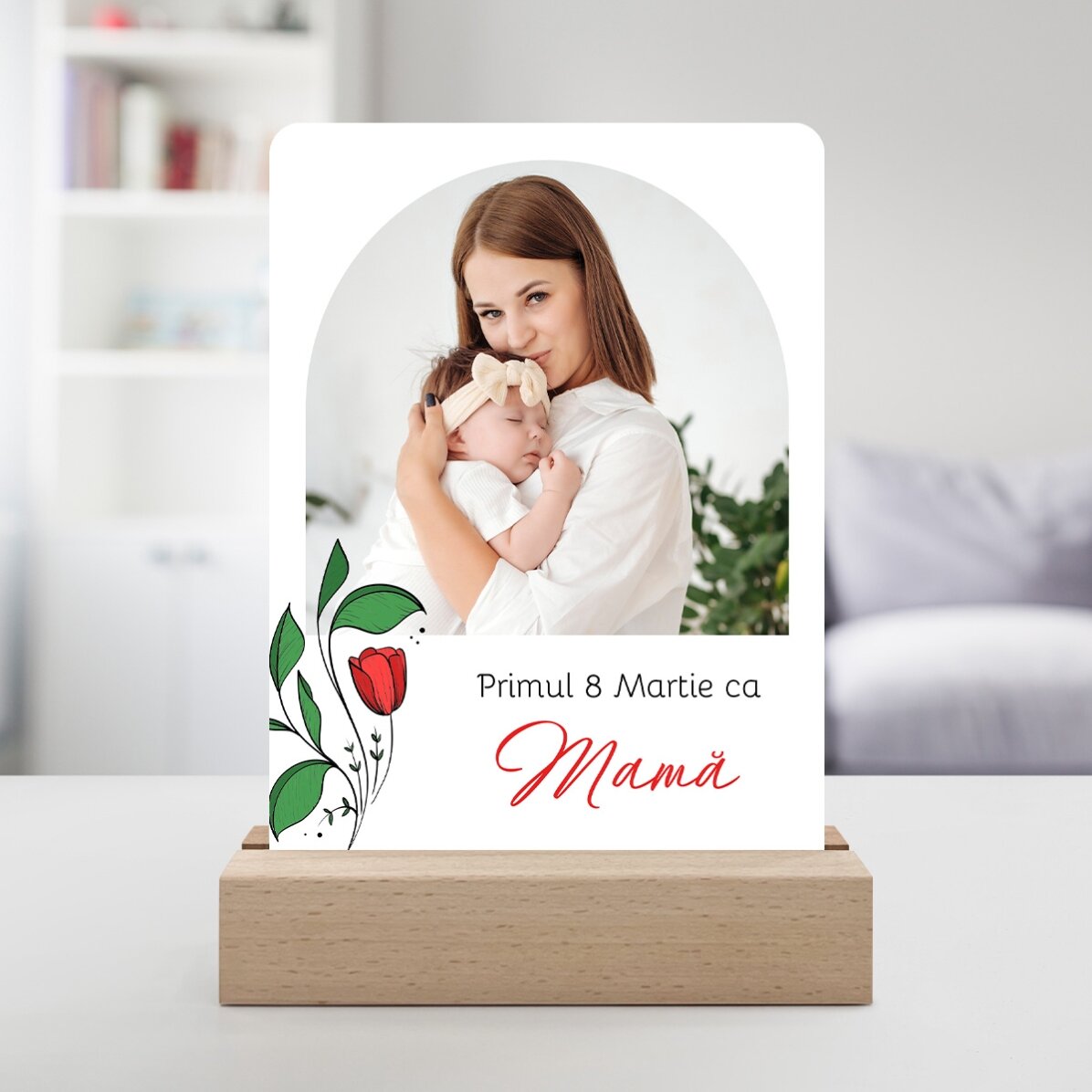 Lámpara LED de noche personalizada con una foto y un texto - Un recuerdo entrañable