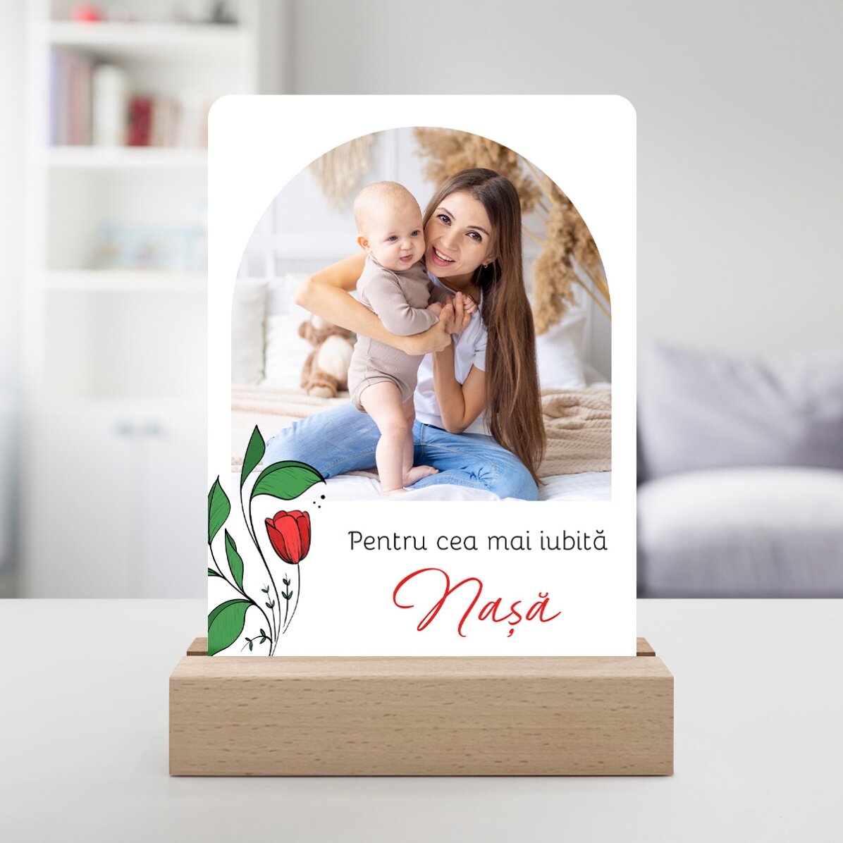 Lámpara LED de noche personalizada con una foto y un texto - Un recuerdo entrañable