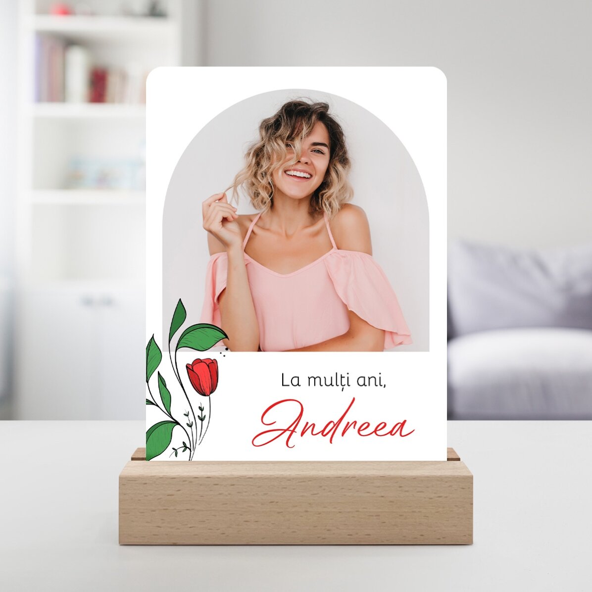 Lámpara LED de noche personalizada con una foto y un texto - Un recuerdo entrañable