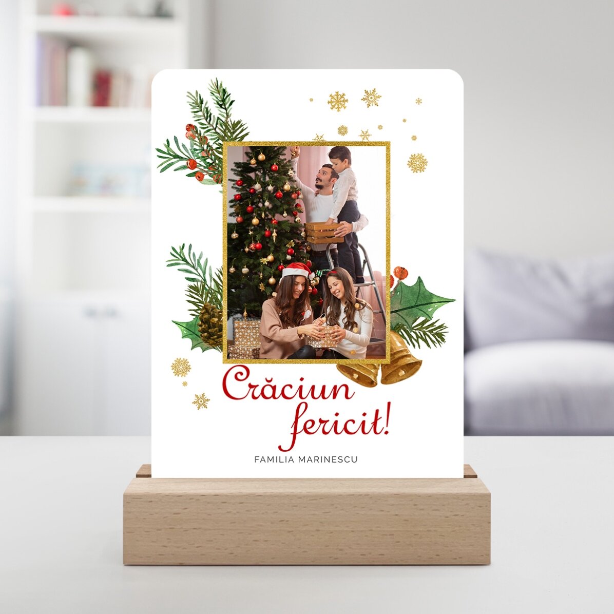 Lámpara de noche LED personalizada con una foto y un texto - Glitter Frame