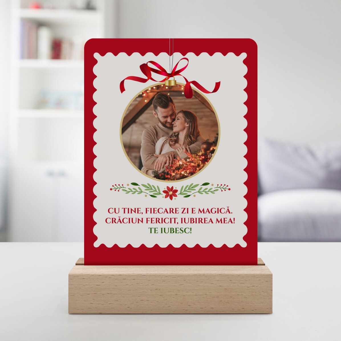 Lámpara LED de noche personalizada con foto y mensaje - Glob