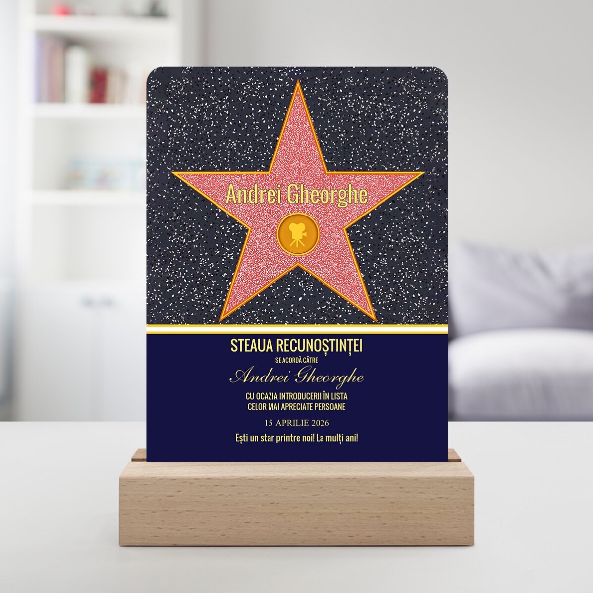 Lámpara LED de noche personalizada con mensaje - La estrella de la gratitud