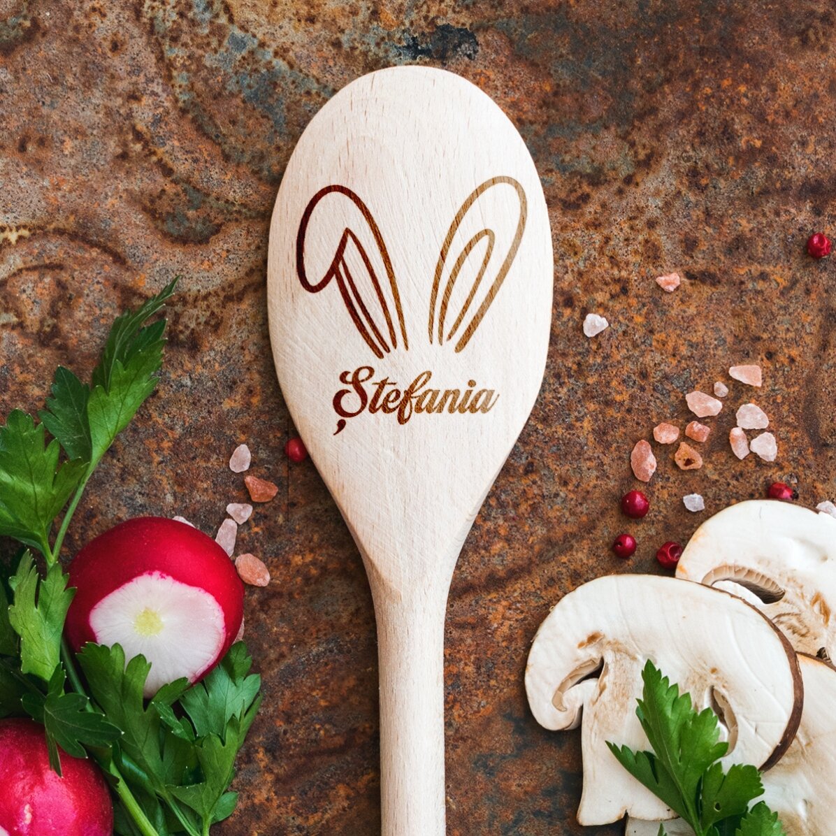 Cuchara de madera personalizada - Bunny Ears