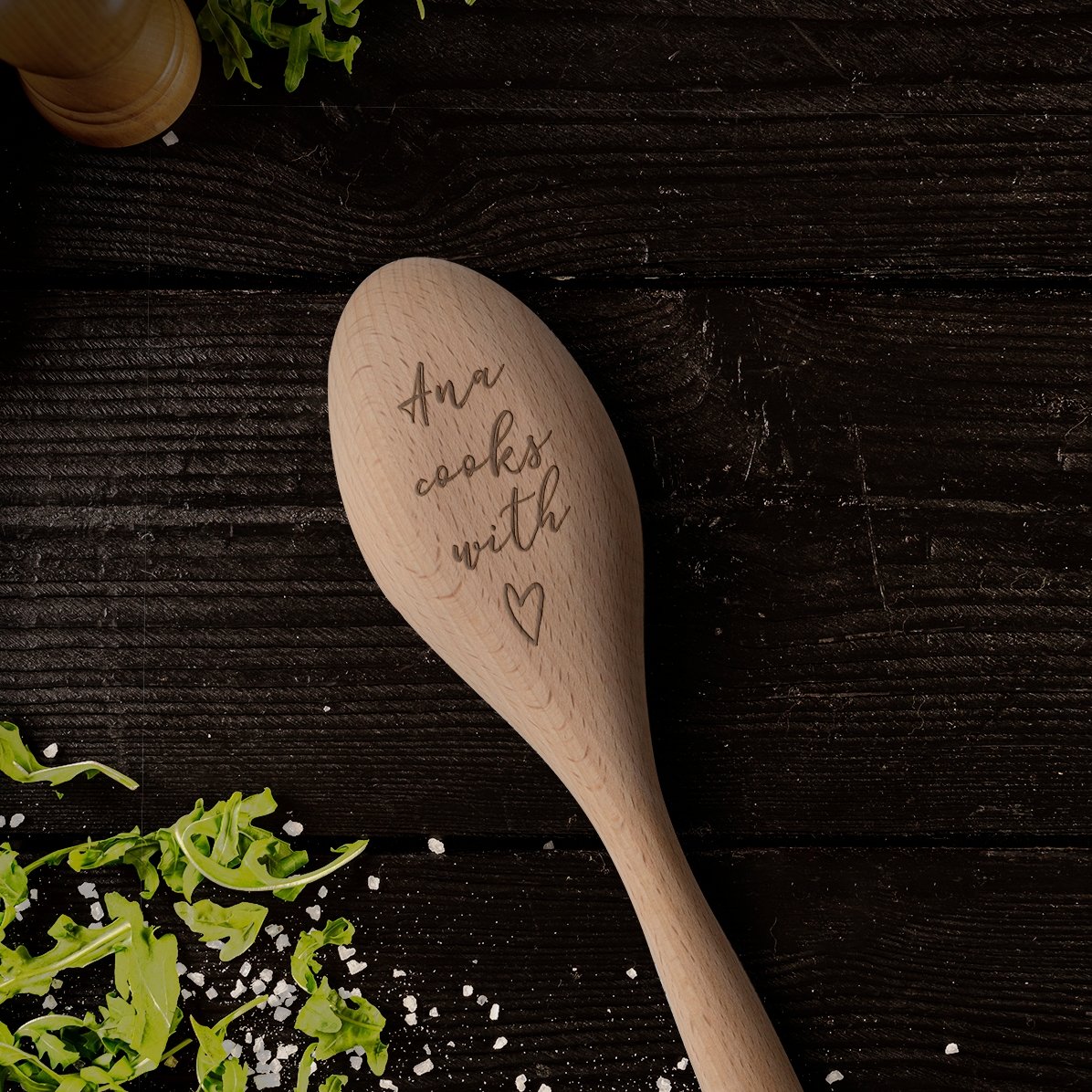 Cuchara de madera personalizada - Cook with love