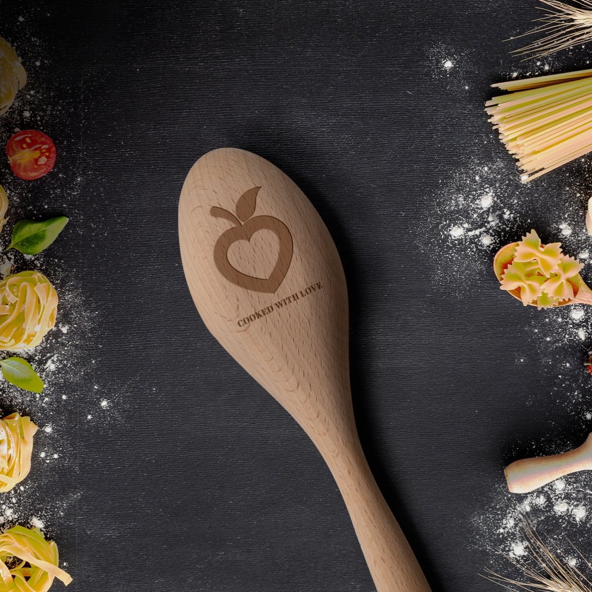 Cuchara de madera personalizada - Cocinado con amor
