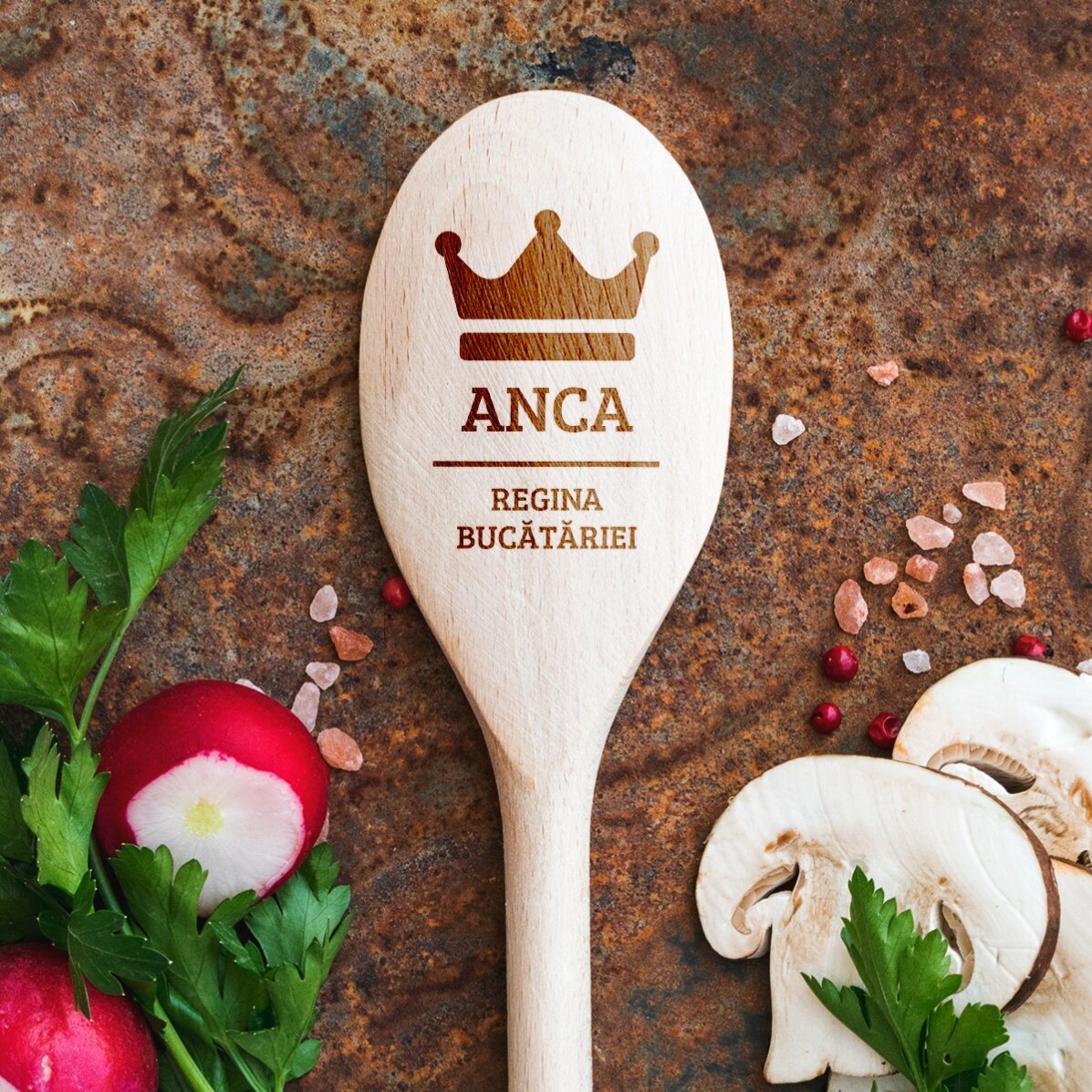 Cuchara de madera personalizada - Corona