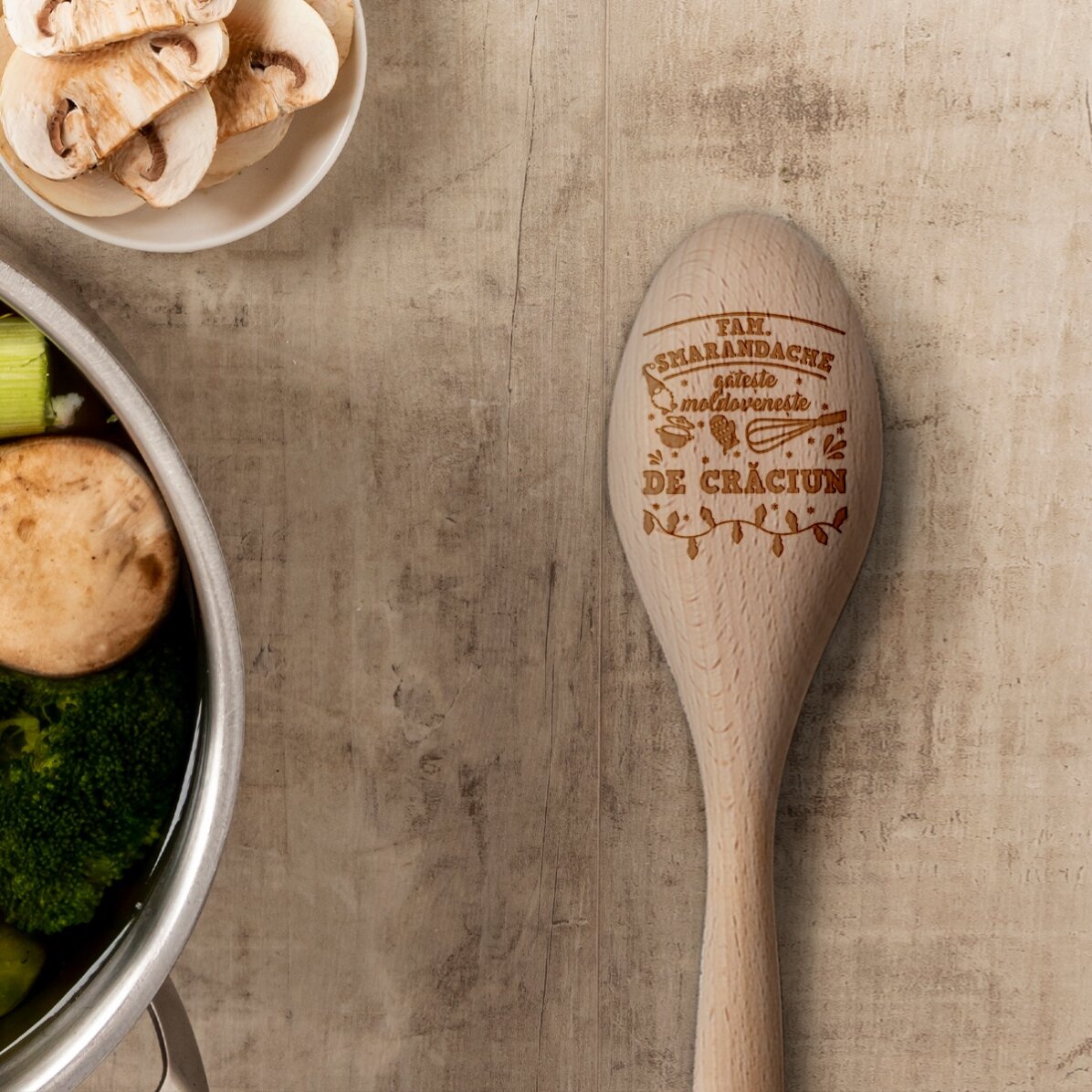 Cuchara de madera personalizada con texto - Navidad en la cocina