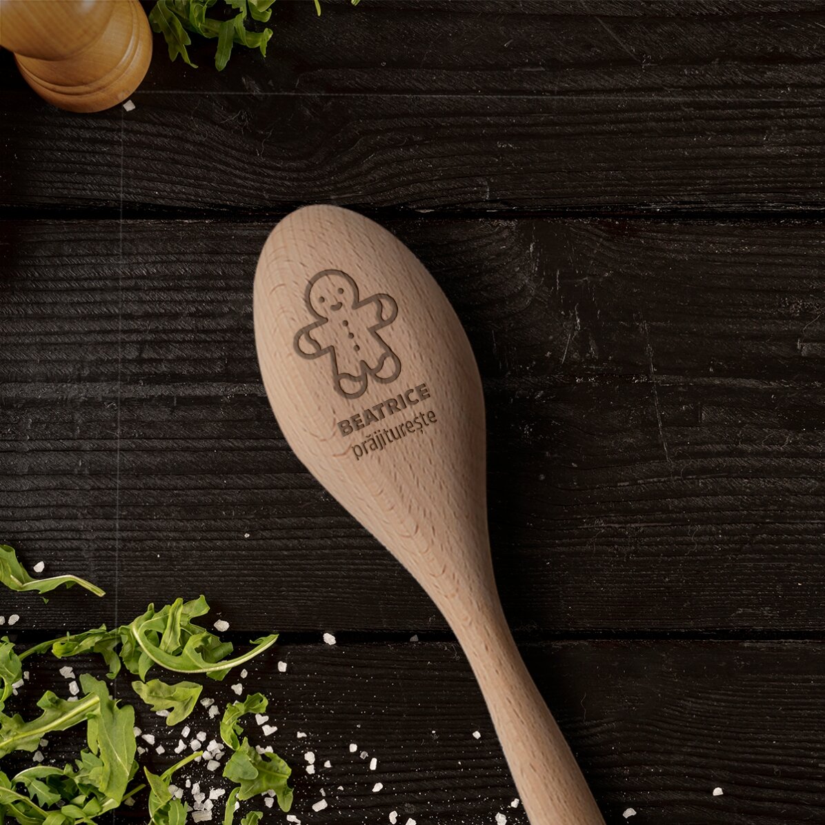 Cuchara de madera personalizada - Gingerbread