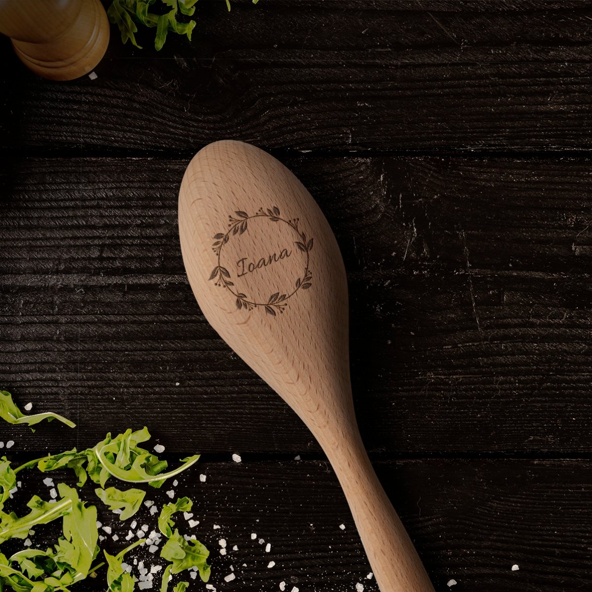 Cuchara de madera personalizada - modelo floral