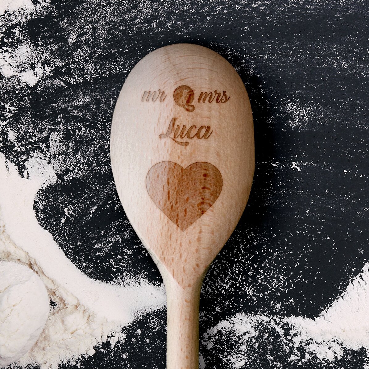 Cuchara de madera personalizada - Mr & Mrs