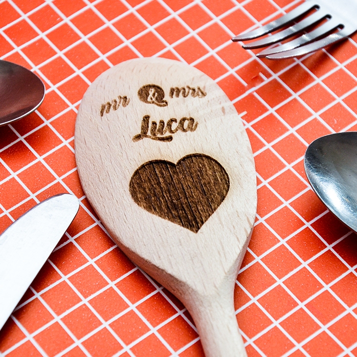 Cuchara de madera personalizada - Mr & Mrs