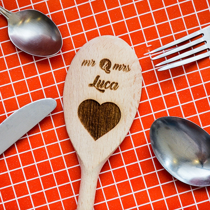 Cuchara de madera personalizada - Mr & Mrs
