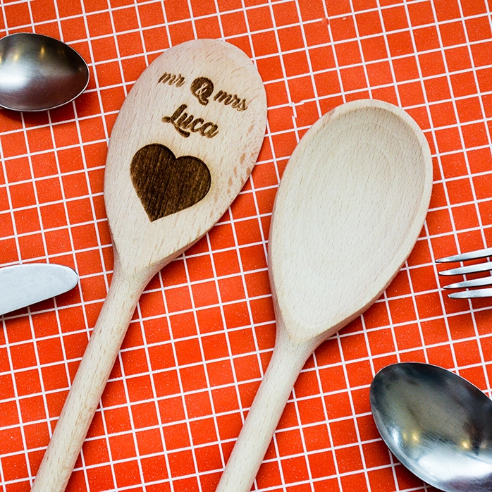 Cuchara de madera personalizada - Mr & Mrs