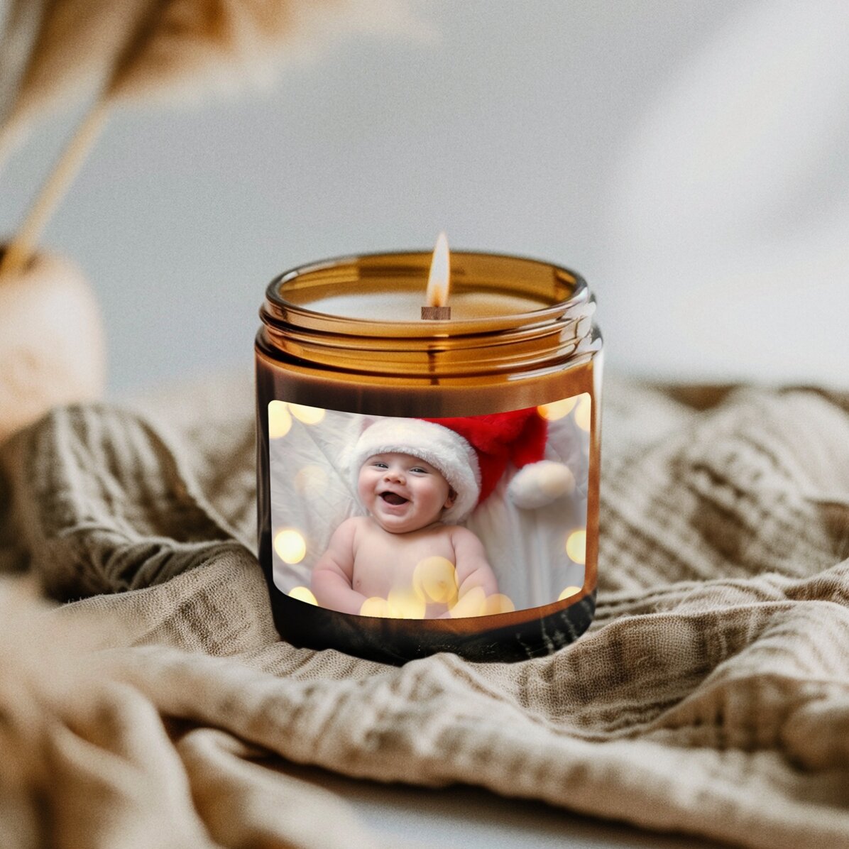 Vela pequeña perfumada personalizada con una foto