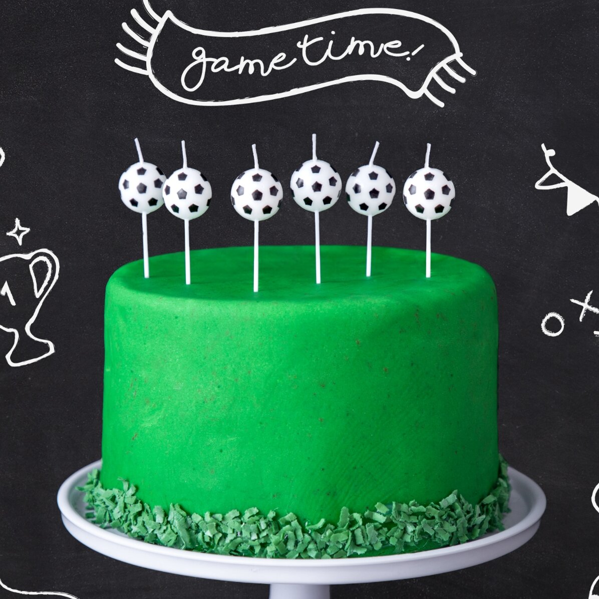 Velas para tartas - 6 balones de fútbol