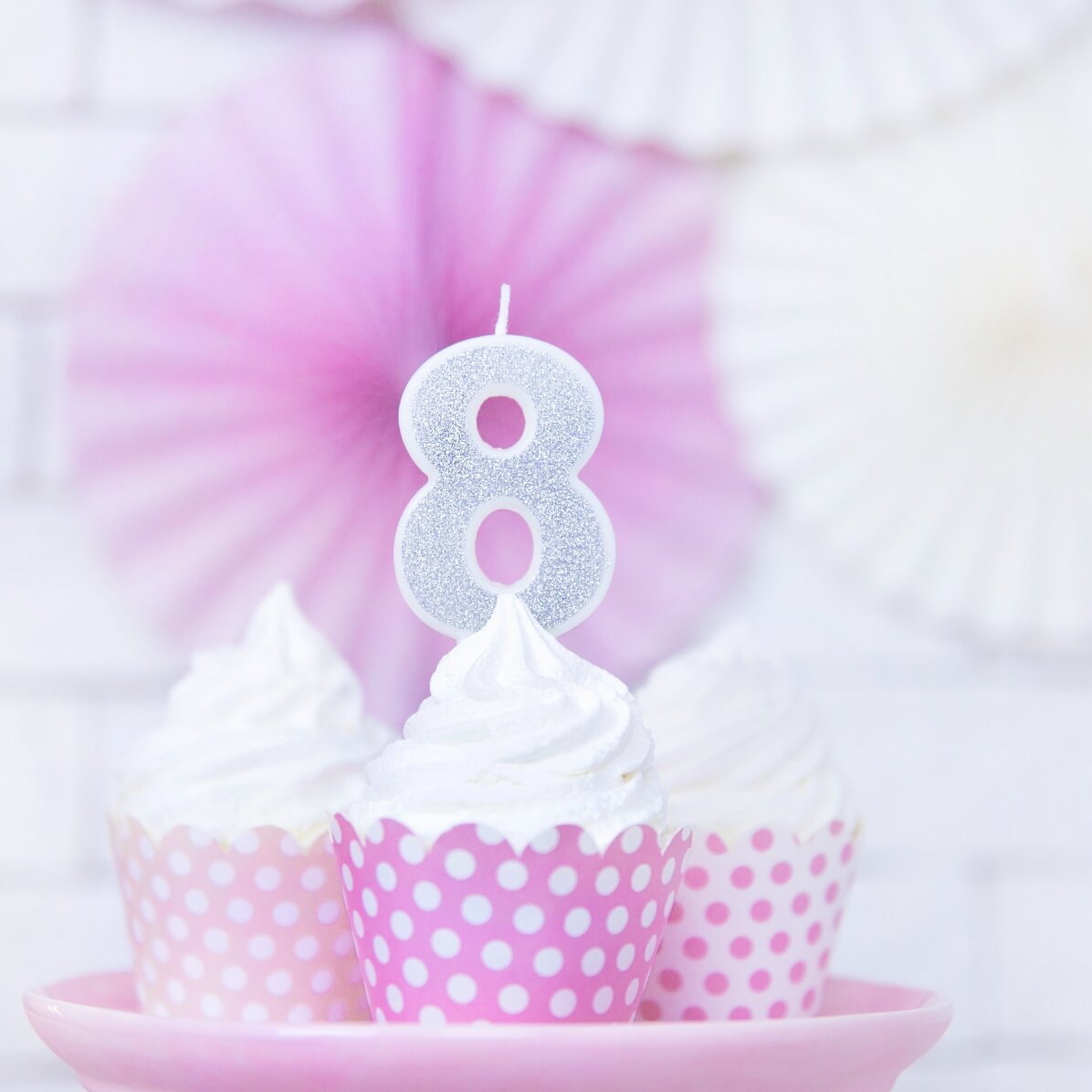 Velas para tartas - Números plateados de 7 cm
