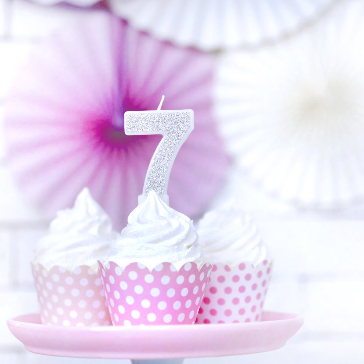 Velas para tartas - Números plateados de 7 cm