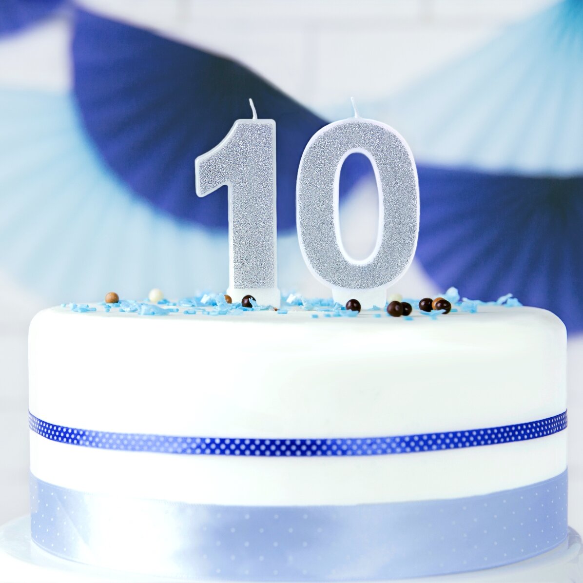Velas para tartas - Números plateados de 7 cm