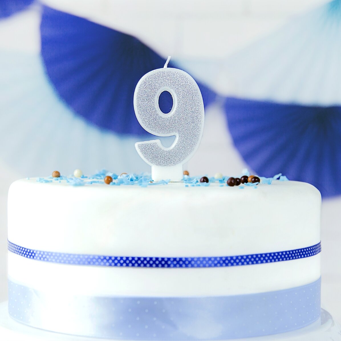 Velas para tartas - Números plateados de 7 cm