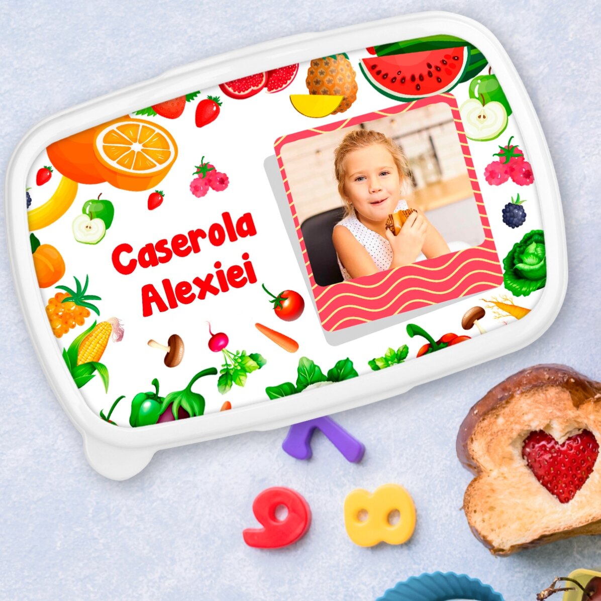 Fiambrera, fiambrera personalizada con una foto y un texto - Frutas y verduras