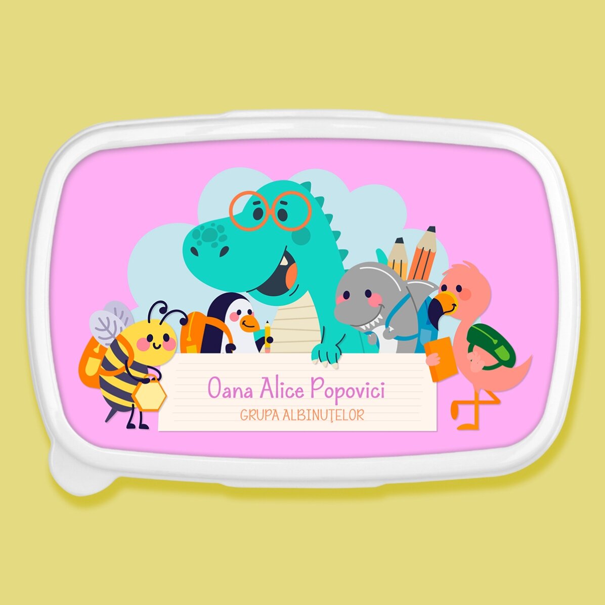 Lunch box, personalised with text - Animals