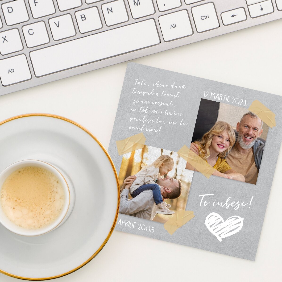 Imán personalizado de 10x10 con 2 fotos y texto - Time