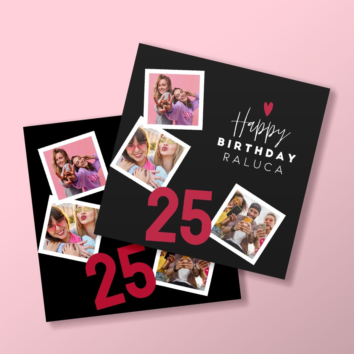 Imán personalizado de 10x10 con 3 fotos y texto: ¡Feliz cumpleaños!