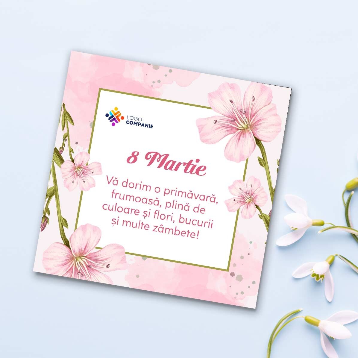 Imán personalizado de 10x10 con logotipo y texto - 8 de marzo